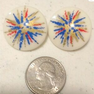 🎆🎇Colorful Vintage Fireworks Starburst Earrings EUC